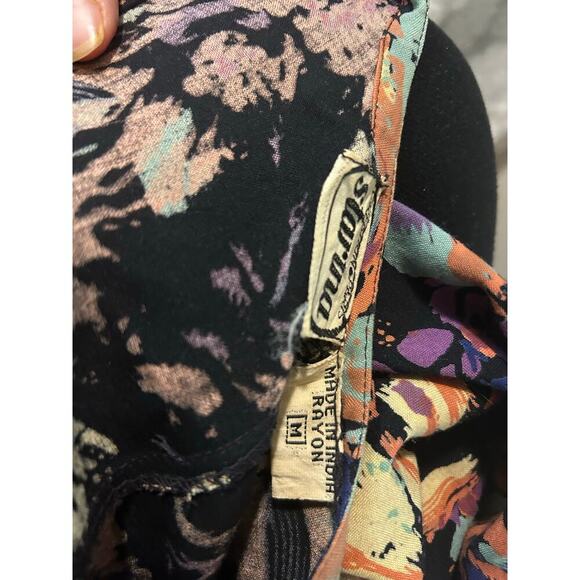 Vintage 90's Starina Creation Paris Floral V-Neck Midi Dress Boho Size Medium - Picture 9 of 9